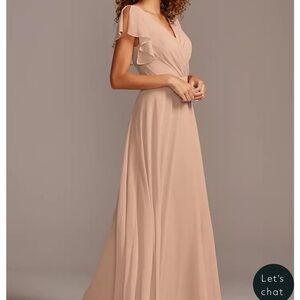 David's Bridal Sand Flutter Sleeve Maxi Gown